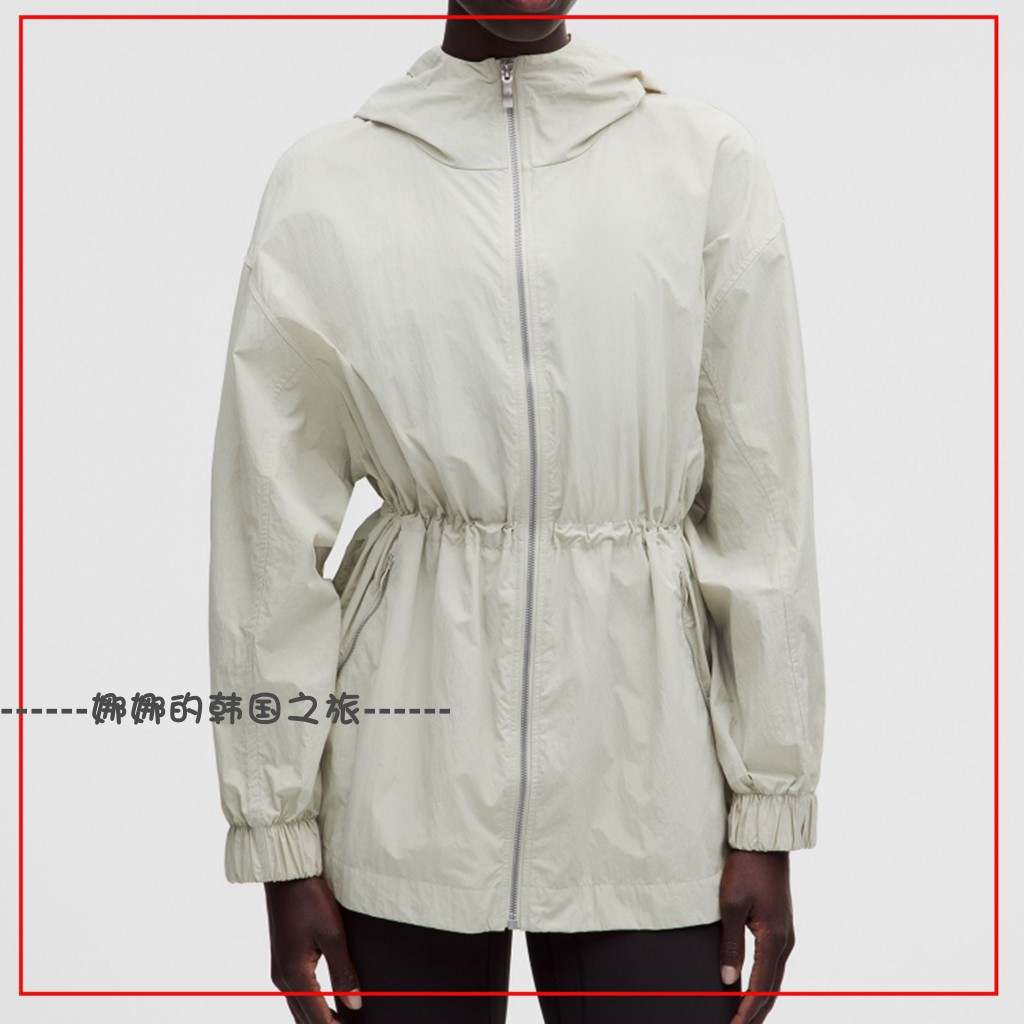 韩国代购lululemon 女士腰部抽绳修身长款外套防晒衣薄款LW4CP4S