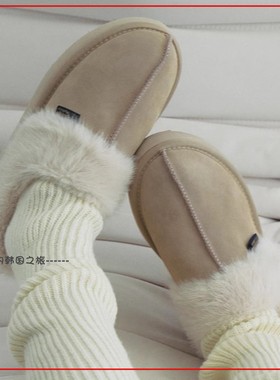 韩国代购rockfish 毛绒绒雪地靴穆勒鞋 增高4cm 少女时尚毛毛棉鞋