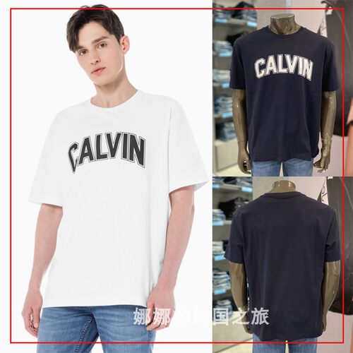 CK JEANS韩国代购直邮 23春男圆领大LOGO印花全棉短袖T恤J400310