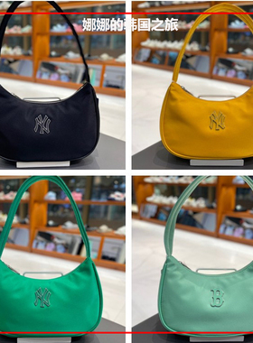 韩国代购MLB尼龙布立体金属标LOGO挎包女款腋下包手机包3ABQS032N