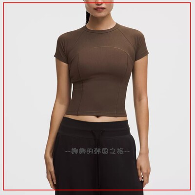 韩国代购lululemon露露乐蒙Ribbed Nulu 女士罗纹短袖T恤LW3KTJS