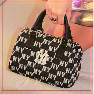 韩国代购MLB满印老花字母情侣运动男女同款手提包斜挎包3ABWS013N