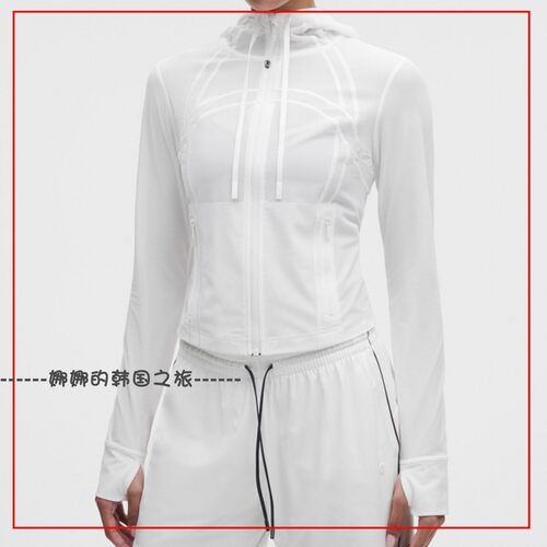 韩国代购lululemon Define 女士短款连帽夹克透气网面LW3JHWS