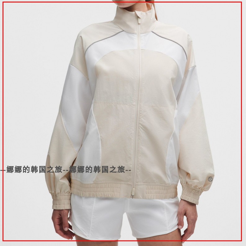 韩国代购lululemon 长袖透气休闲宽松立领夹克轻薄外套女LW4CP3S