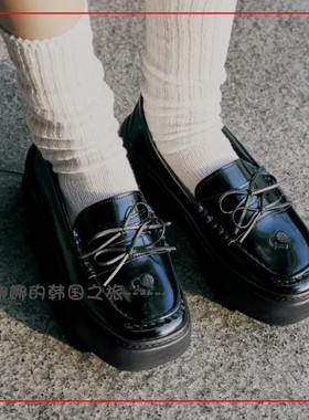 韩国代购flct Glowplatform 厚底 乐福鞋 丑萌蝴蝶结方头日常单鞋