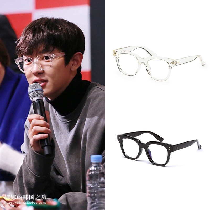 韩国正品代购Genzie EXO灿烈同款透明框架可更换镜片眼镜双色男女