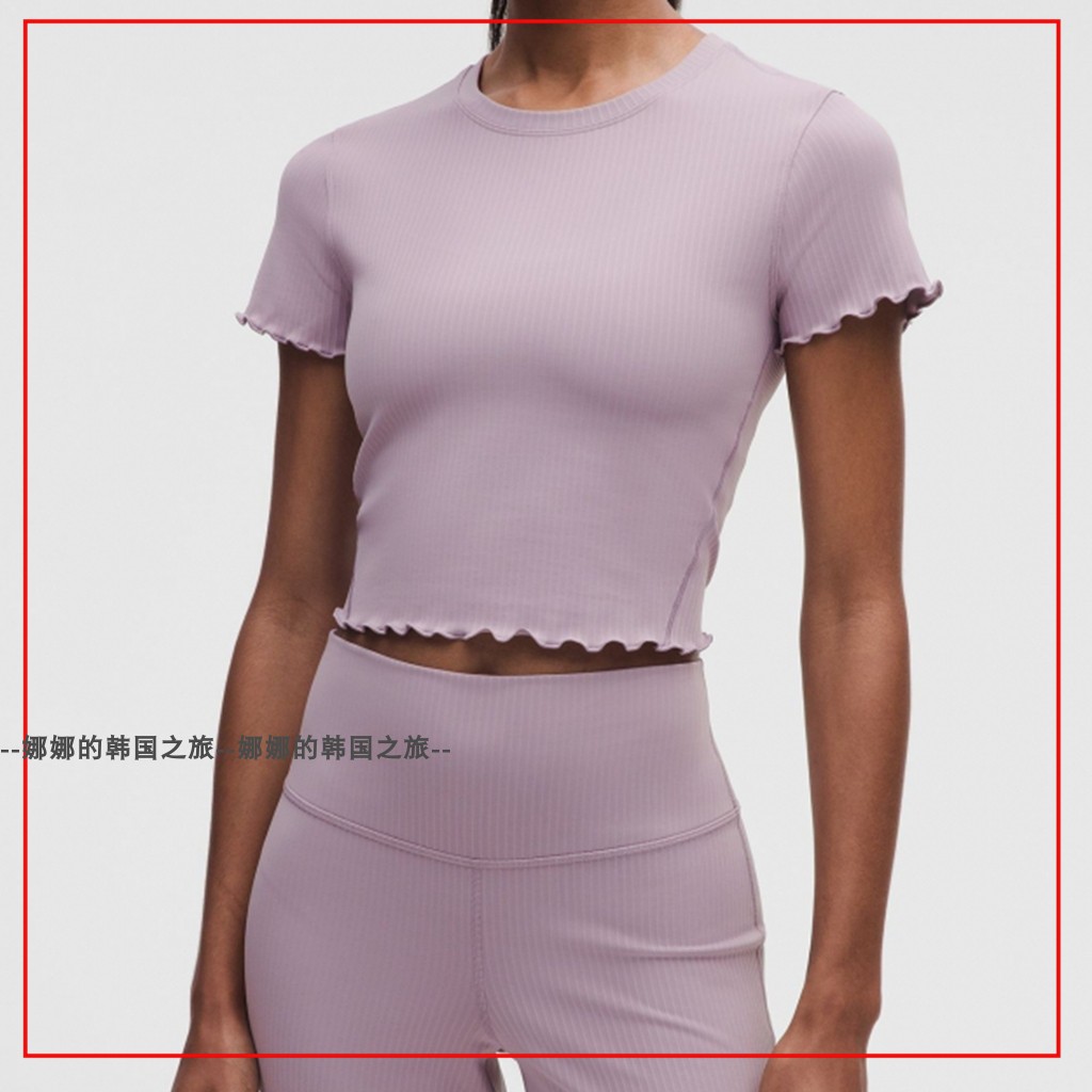 韩国代购lululemon露露乐蒙Align运动波浪边短款短袖 T 恤LW3KUPS