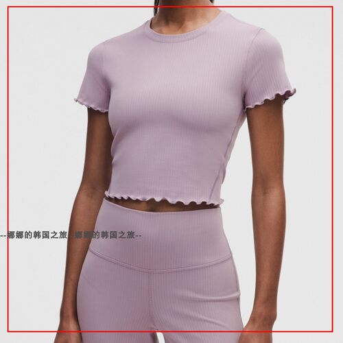 韩国代购lululemon露露乐蒙Align运动波浪边短款短袖 T 恤LW3KUPS