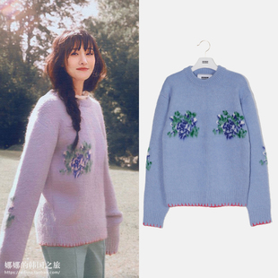 韩国正品设计师品牌EENK正品代购复古编织圆领羊毛针织毛衣女