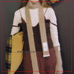 韩国代购rockfish 秋冬绒毛围巾窄款细长温暖舒适时尚少女感多色