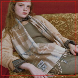 韩国代购rockfish英式复古格纹围巾围脖精纺羊毛温暖舒适保暖女生
