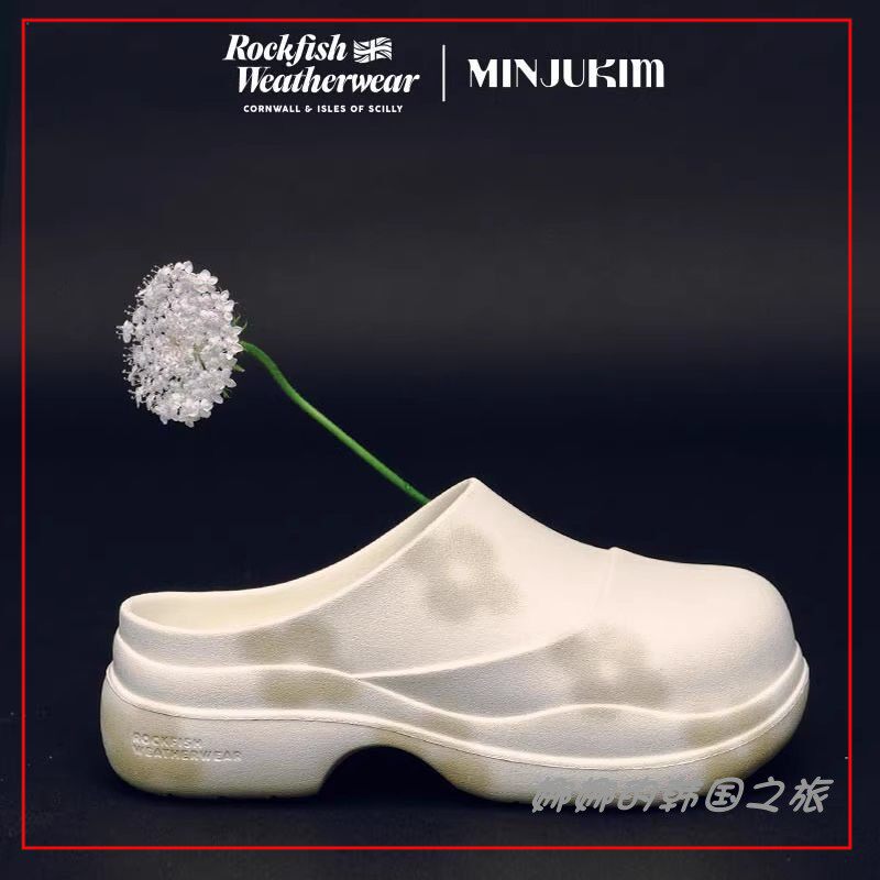 韩国代购rockfishX minjukim联名花朵印花厚底室内外拖鞋雨鞋