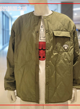 韩国代购正品NBA男女同款秋冬休闲绿色菱格棉服外套N223JP115P