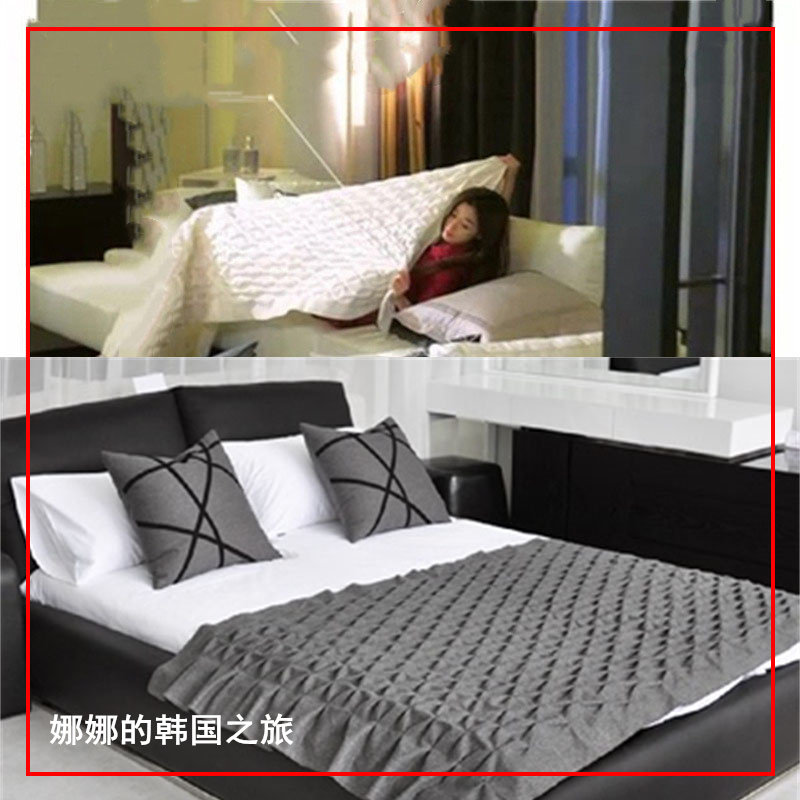 韩国代购正品全智贤同款jumine褶皱浮雕纹柔软羊毛毛毯午睡毯男女