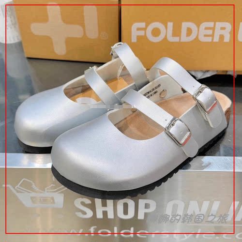 韩国代购日常单鞋Folder label D strap clog 勃肯鞋玛丽珍鞋两穿