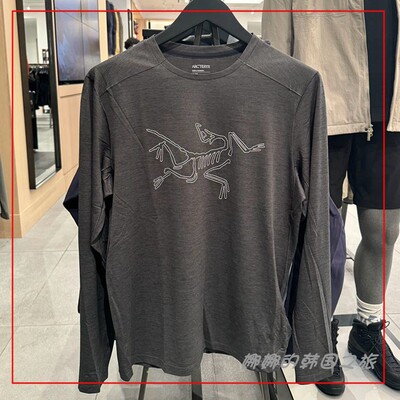 韩国ARC'TERYX/始祖鸟Cormac Logo LS 男士印花防晒长袖T恤X8452