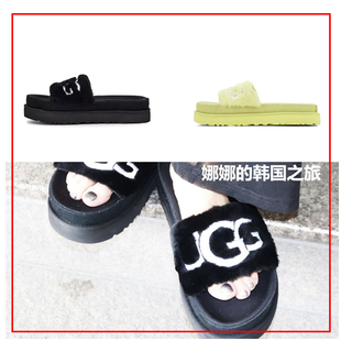 韩国代购正品UGG女款Laton Fur Slide拉顿凉拖厚底凉鞋1111236