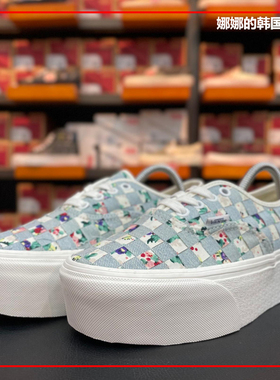 韩国代购范斯VANS Old Skool碎花牛仔女子增高厚底鞋VN0A5KXXAZA