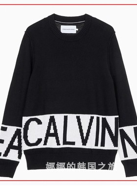 CK JENS 韩国代购直邮 22秋男士圆领套头拼色长袖针织毛衣ZM01740