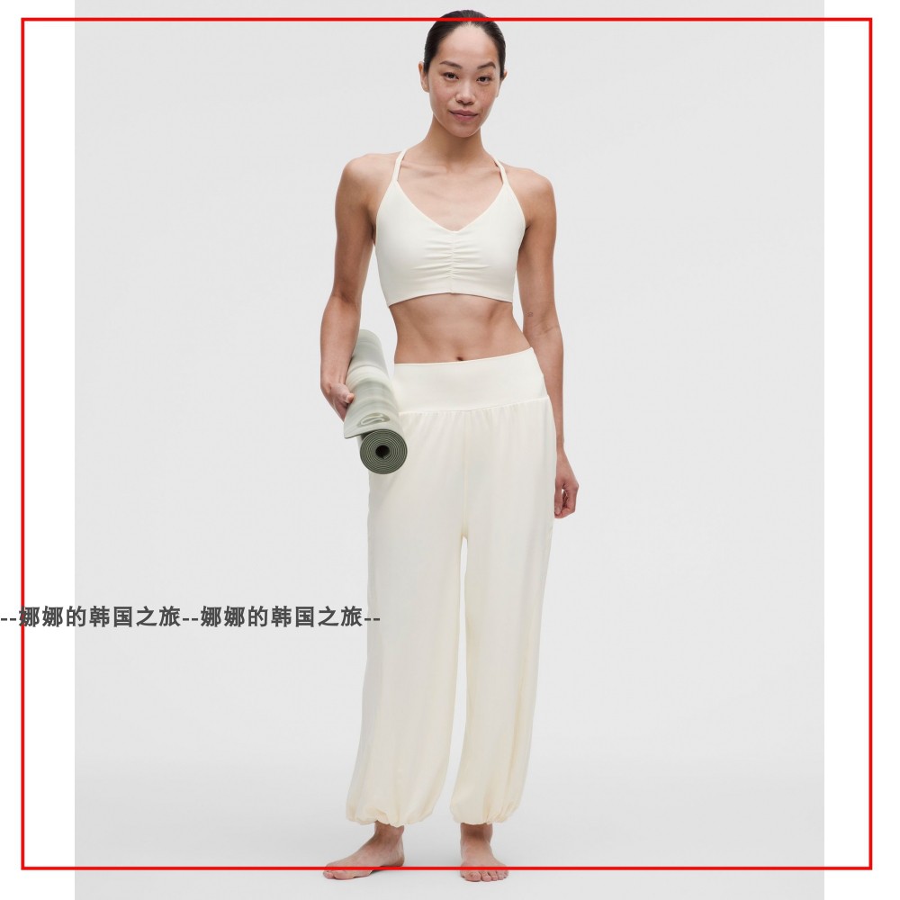 韩国代购lululemon 高腰薄款直筒宽松垂坠感束脚裤9分裤LW5JK3A