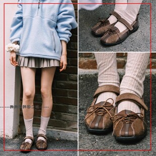 韩国代购rockfish 蝴蝶结绑带芭蕾鞋 魔术贴玛丽珍鞋百搭日常单鞋