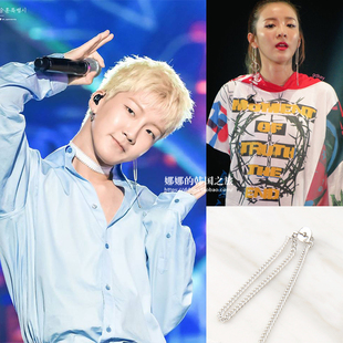 防弹少年团金泰亨WINNER同款numbering韩国代购正品925银耳钉耳环