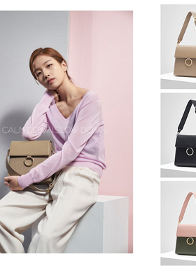 韩国潮牌正品直邮代购CDSD设计师17春大方方形圆环拼色单肩包多色