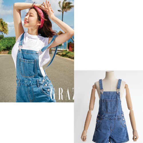 EXID HaNi安喜延同款韩国代购官网正品 牛仔休闲裤连体裤背带裤