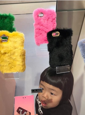 韩国正品代购 high cheeks毛茸茸糖果色适用于苹果手机壳iphoneX