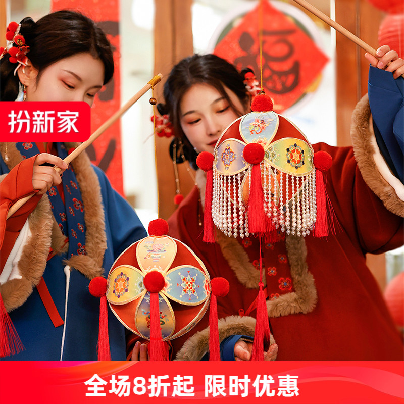 古风滚灯材料包新年小竹编布灯笼