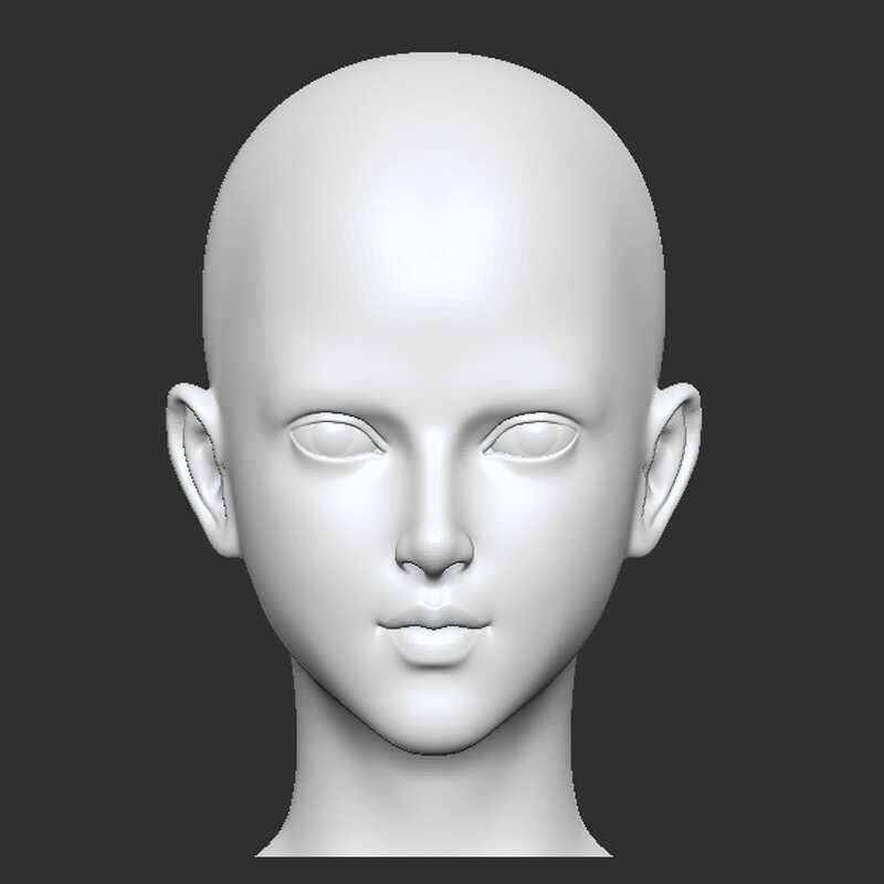 光头女stl模型max人头maya头雕bjd犀牛rhino女性头部面部3d打印