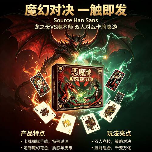 恶魔牌 桌游扑克牌  龙之母vs魔术师 2人聚会快节奏 竞技游戏纸牌