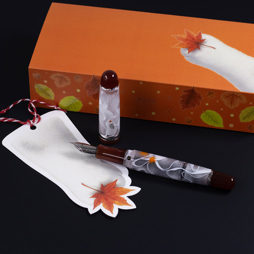 现货OPUS 88JAZZ爵士白猫掌金猫圣诞限量300支大型正统滴入式钢笔