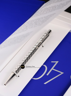 瑞士CDA卡达艾可蓝色黄铜六角杆Palladium钯金按压圆珠笔笔袋礼盒