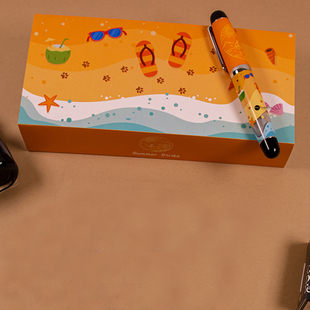 台湾OPUS 88Summer 夏日沙滩钢笔袖珍滴入式半透明亚克力笔身送礼