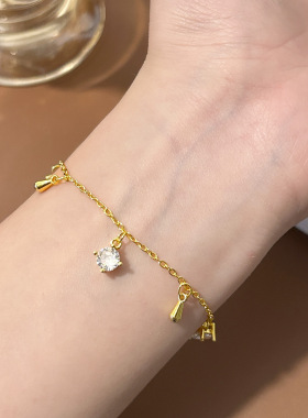 感甜美水滴手链女锆石镶嵌轻奢百搭小众设计流苏精致叠戴手饰