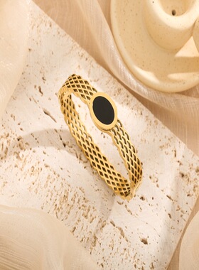 欧美跨境新款 钛钢手镯女ins个性冷淡风蜂窝网状百搭网红手环