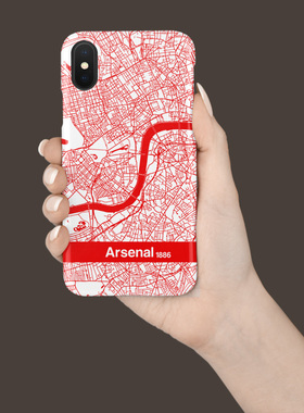 阿森纳伦敦城市地图iphone78XSMAXR 6s11 12Proplus磨砂手机壳