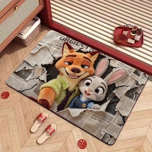 新款 疯狂动物城加厚硅藻泥入户门地垫厨房卫生间浴室地垫吸水防滑
