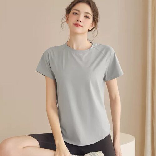 瑜伽服女宽松速干运动上衣短袖t恤透气户外跑步训练健身服夏