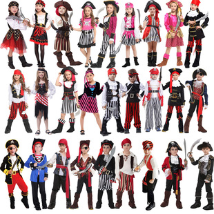 万圣节儿童海盗演出服男女童小女男服装海盗杰克船长水手表演服饰