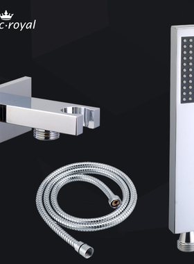 黄铜手握手持花洒座支架配件一体入墙式暗装淋浴三通出水接口接头