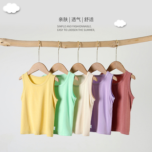 莫代尔薄款儿童夏季无袖背心男童女童纯色宝宝打底衫婴儿吊带夏装