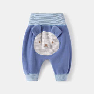 婴儿裤子加绒保暖大pp裤高腰护肚春秋男女宝宝薄绒秋冬屁屁裤外穿