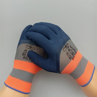 北极星618轮胎王橡胶耐磨透气十三针尼龙半挂涂胶劳保防护手套