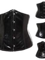 corset mirror-finish leather strap corset, sexy short PU leather waist clip, court corset, women's abdominal cincher thumbnail 3