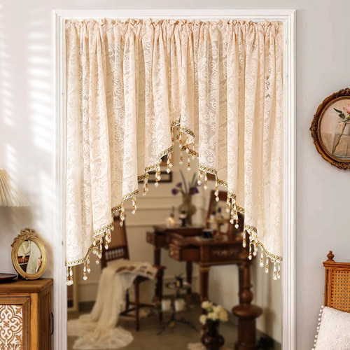 奢华吊珠三角半帘法式风情