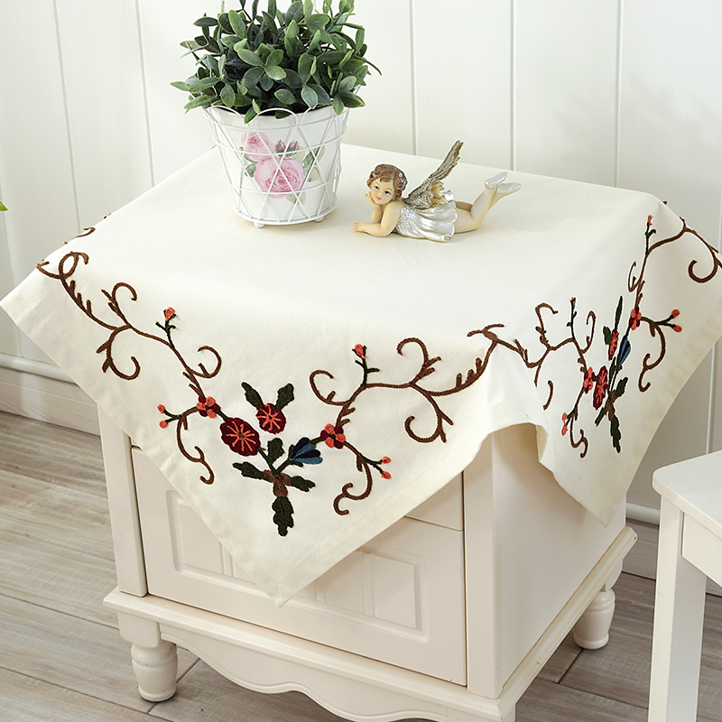 小桌布绣花欧式蕾丝床头柜盖布巾电视罩冰箱洗衣机防尘罩多用盖巾