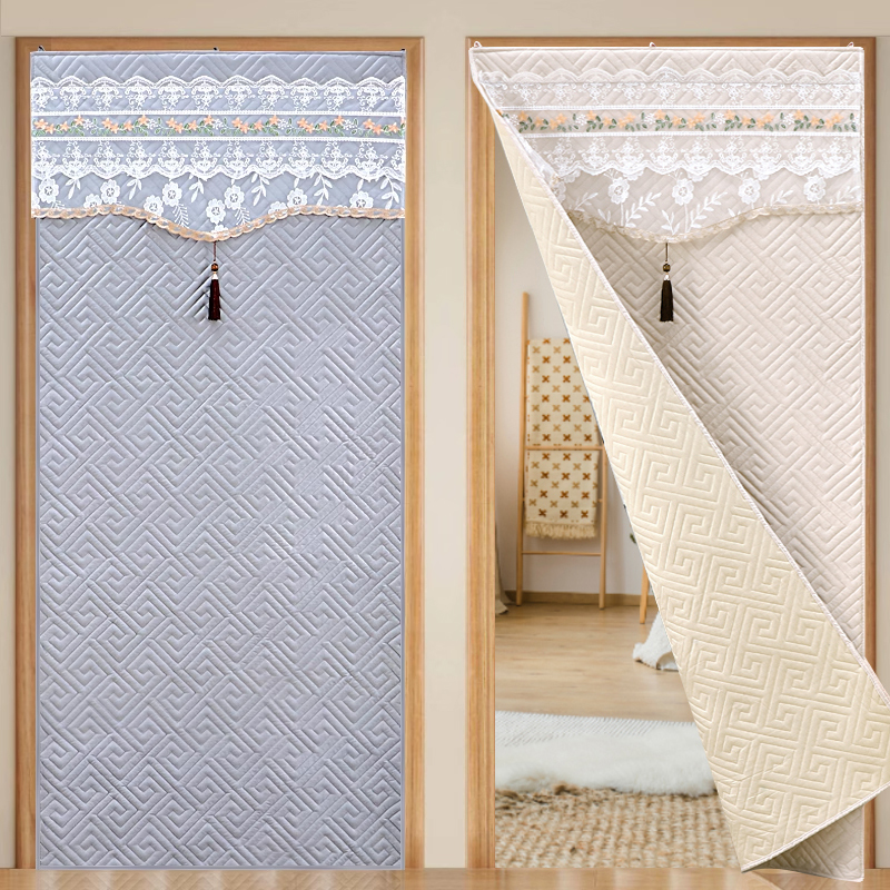 超柔暖绒棉门帘免打孔