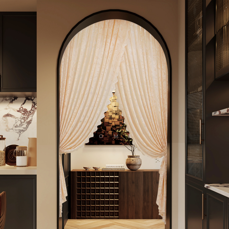 法式复古宫廷风弧形拱门交叉帘